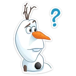 ❓ Olaf Frozen Olaf, Frozen, muñeco de nieve, signo de interrogación, dibujos animados, Disney whatsapp sticker
