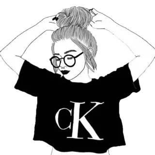 😌 CK woman, glasses, fashion, style, ck, girl, drawing, illustration whatsapp sticker