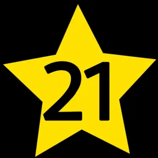 2⃣ 21 Bintang, Nomor, Kuning, Dua puluh satu telegram sticker