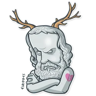 🐑 statue, antlers, broken heart, beard, sad, ancient whatsapp sticker