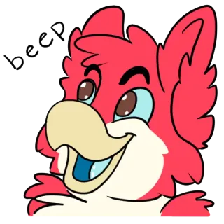 😀 Beep Dessin animé, Rouge, Animal, Oiseau, Mignon, Bip telegram sticker