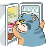 🤤 Katze, Kühlschrank, Essen, Mittelfinger, Geste telegram sticker