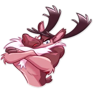 😡 Rentier, Cartoon, Tier, Weihnachten, Feiertag, Geweih telegram sticker