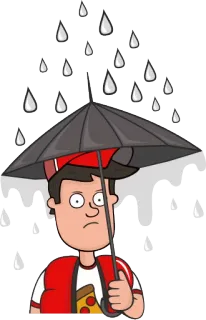 ☔ guarda-chuva, chuva, desenho animado, pessoa, pizza telegram sticker