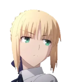 😒 Saber Fate/stay night อนิเมะ, ผมบลอนด์, จริงจัง, ผู้หญิง telegram sticker