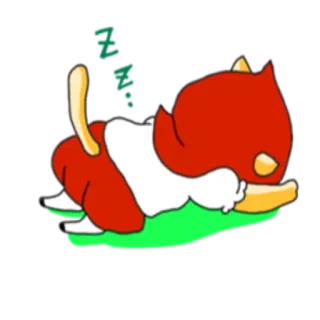 😴 dormir, dessin animé, rouge, mignon, animal telegram sticker