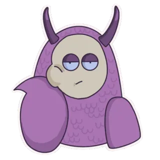 🙄 monstruo, morado, dibujos animados, cuernos, divertido, pegatina telegram sticker