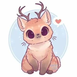 🐱 chat, cerf, animal, mignon, bois, kawaii telegram sticker