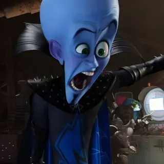🌟 Megamind Megamind, Méchant, Bleu, Dessin animé, Personnage de film, Animé, Super-vilain telegram sticker