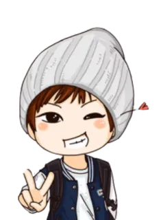 ✌ 漫画, 若者, ピースサイン, ウィンク telegram sticker