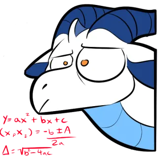 📉 y=ax^2+bx+c
(x1,x2)=-b±A
           2a
Δ=√b^2-4ac 龙, 二次方程, 数学, 方程, 教育 telegram sticker