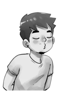😘 cartone animato, ritratto, maschio, monocromo, persona, bacio, baciare telegram sticker