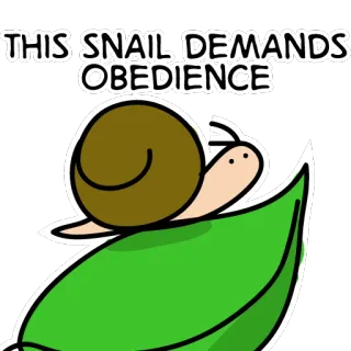 😠 THIS SNAIL DEMANDS OBEDIENCE snail, obedience, animal, demands, cute, leaf telegram sticker