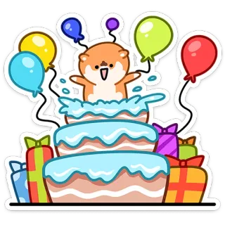 🎂 생일, 케이크, 수달, 풍선, 선물, 축하 telegram sticker