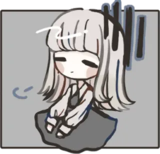 😑 可爱, 动漫, Q版, 女孩, 伤心, 孤独 whatsapp sticker