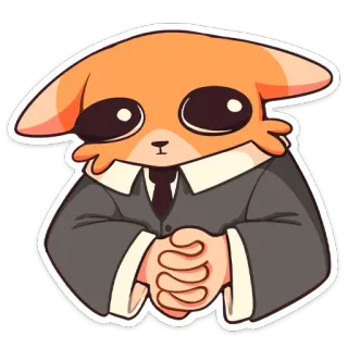 🥺 animal, fox, suit, business, cartoon, cute, kawaii whatsapp sticker