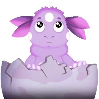 🙄 niedlich, monster, lila, ei, schlüpfend telegram sticker