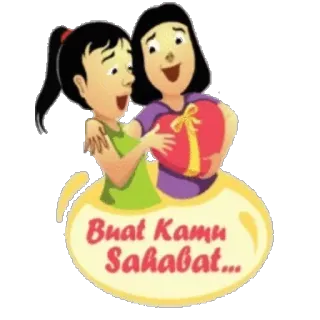 👭 Buat Kami Sahabat... Freundschaft, Cartoon, Frauen, Herz, Geschenk, Gruß whatsapp sticker