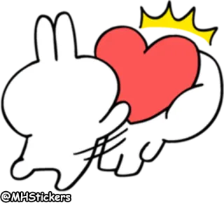👊 @MHStickers adesivo, fofo, coelho, coração, desenho animado, amor, animado whatsapp sticker