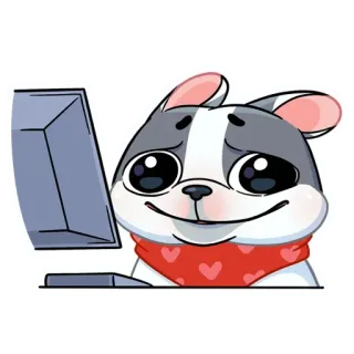 🖥 cane, cartone animato, computer, sciarpa, animale, carino telegram sticker