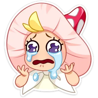 😭 гриб, плачущий, грустный, каваи, мультфильм, стикер telegram sticker