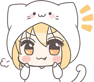 ✊ chat, animé, kawaii, mignon, chibi, dessin animé, autocollant telegram sticker