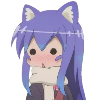 😳 Anime, Dibujo animado, Personaje, Kawaii, Lindo, Expresión, Orejas de gato whatsapp sticker