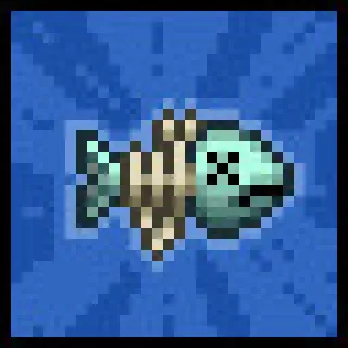 🐟 pez, esqueleto, pixel art, muerto, submarino telegram sticker