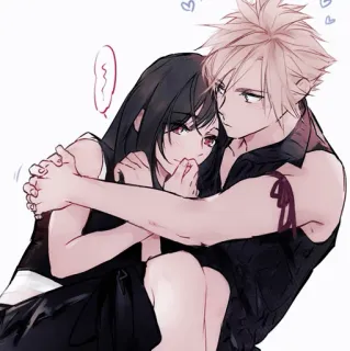🥢 Tifa Lockhart Final Fantasy VII anime, video game, couple, hug, romance, Final Fantasy, Cloud Strife, Tifa telegram sticker