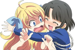 🤗 Anime, Amigos, Abrazo, Lindo, Dibujos animados whatsapp sticker