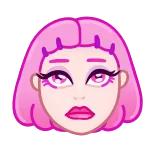 🤯 wanita, wajah, merah muda, potret, kartun, emoji telegram sticker