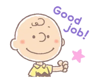 👍 Charlie Brown Peanuts Good Job! 查理·布朗, 花生漫画, 做得好, 鼓励, 卡通 whatsapp sticker