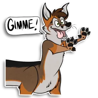 😍 GIMME! Kojote, Tier, Cartoon, Fell, Anfrage, Süß telegram sticker