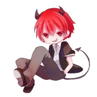 ☮️ Аниме, Дьявол, Красный, Чиби, Демон, Рога, Фэнтези telegram sticker