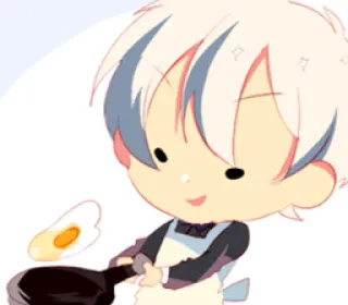 🍳 cute, chef, cooking, egg, anime, kawaii whatsapp sticker