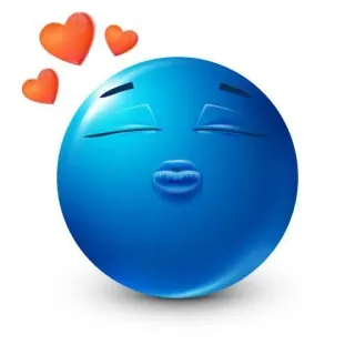 🌟 Emoji, Blauw, Kus, Hart, Liefde, Cartoon, Digitale kunst whatsapp sticker