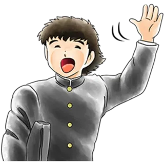 👋 cartone animato, ragazzo, che saluta, anime, allegro telegram sticker