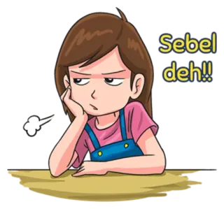 😒 Sebel deh!! bực bội, thất vọng, cô gái, hoạt hình, Indonesia whatsapp sticker