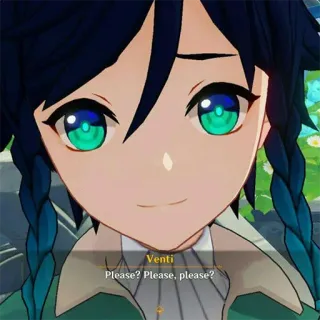 💚 Venti Genshin Impact Please? Please, please? Anime, Videogioco, Genshin Impact, Venti, Carino, Supplicante whatsapp sticker