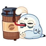 ☕️ 올빼미, 커피, 귀여운, 만화, 동물 telegram sticker