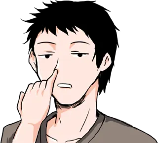 😒 мужчина, нос, палец, указывает, человек, мультфильм telegram sticker