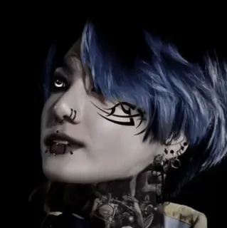 👽 Cyborg, Tatuaje, Pelo azul, Piercings, Futurista, Alternativo, Oscuro telegram sticker