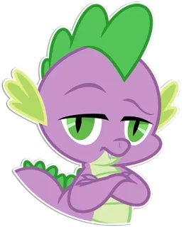 😒 Spike My Little Pony cartoon, dragon, spike, my little pony, animal, purple, green telegram sticker