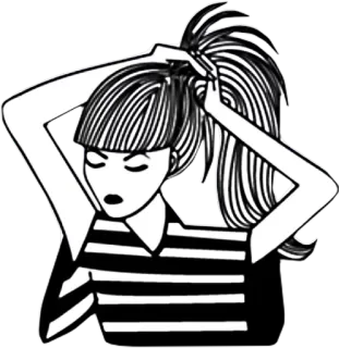 😒 vrouw, haar, mode, stijl, illustratie, portret, cartoon telegram sticker
