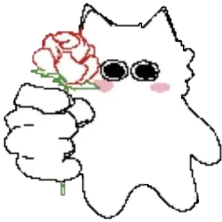 🌻 cute, kawaii, cat, rose, flower, white telegram sticker