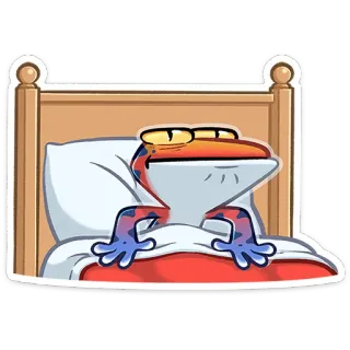 😐 gecko, bed, sleepy, cartoon, animal, reptile telegram sticker