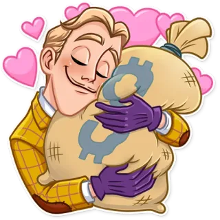 💰 riqueza, rico, saco de dinheiro, sucesso, luxo, desenho animado, feliz telegram sticker