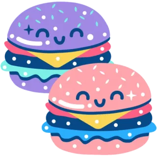 😚 burger, nourriture, mignon, kawaii, sandwich, dessert telegram sticker