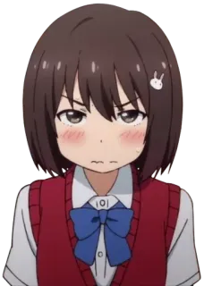 😳 anime, girl, cartoon, school uniform, angry, blushing, short hair telegram sticker