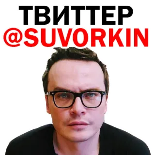 ☠ ТВИТТЕР
@SUVORKIN retrato, hombre, Twitter, gafas, ruso, Internet, redes sociales telegram sticker